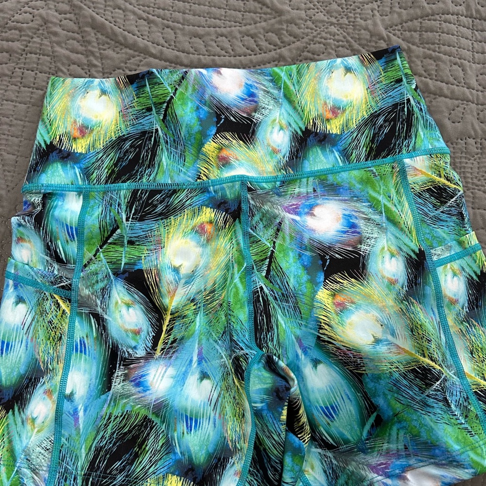 Constantly Varied Gear Peacock-Print Athletic Shorts — Teal, Blue, 4” inseam